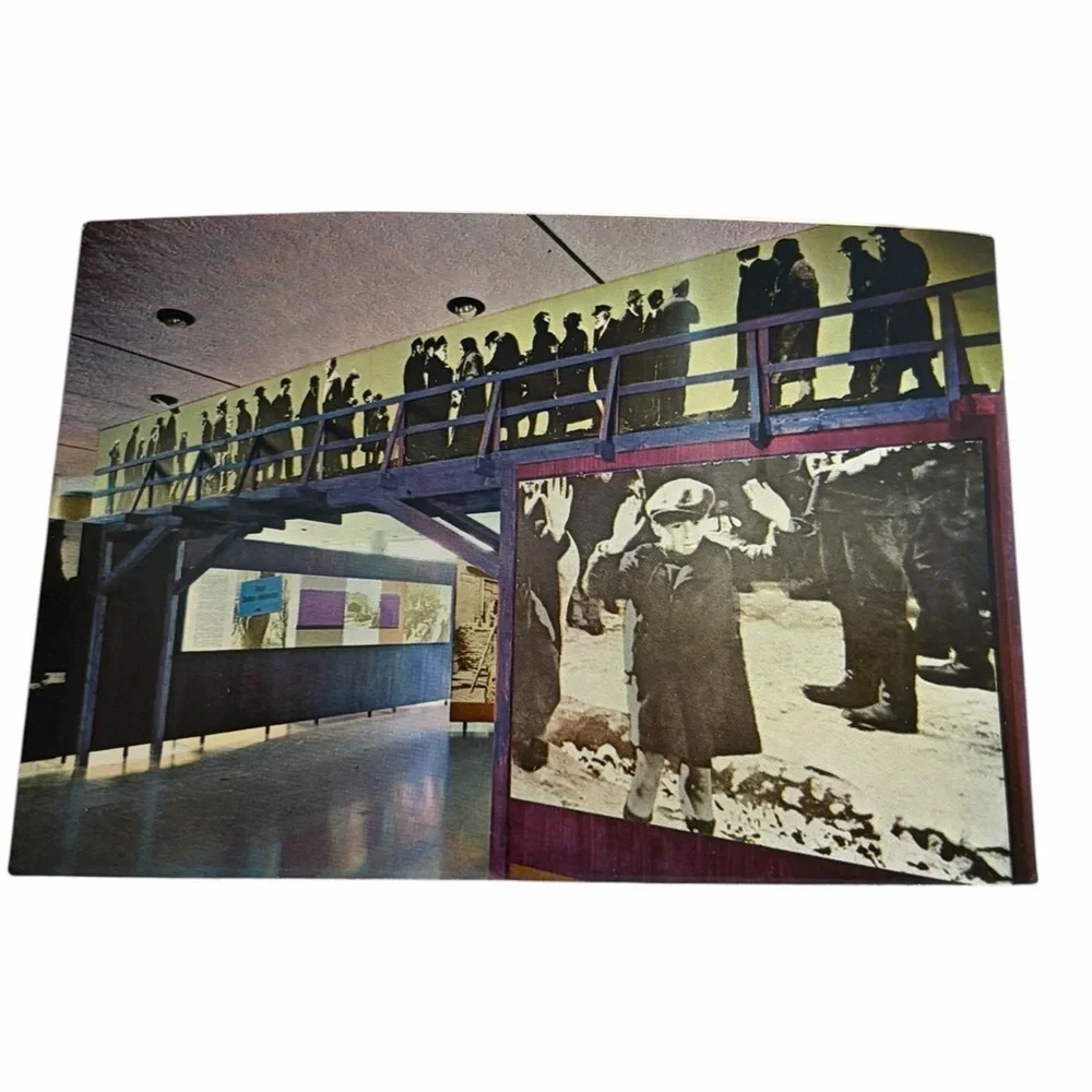 Vintage Holocaust Museum Exhibit Postcard | Black & White Historical Photo